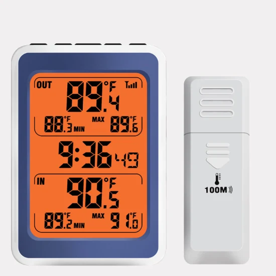 Despertador inalámbrico de Digitaces del termómetro al aire libre interior de la fábrica con el indicador de temperatura del contraluz